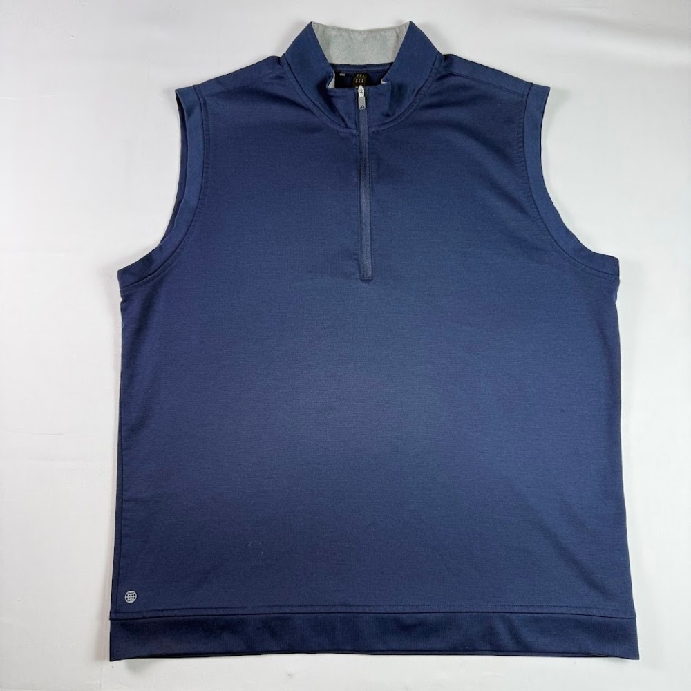Adidas Mens Navy Blue Quarter Zip Golf Vest XL Sleeveless Pullover Activewear